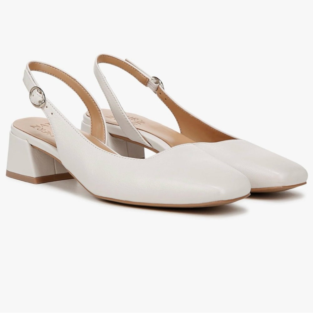 Naturalizer White Jayla Slingback Heels